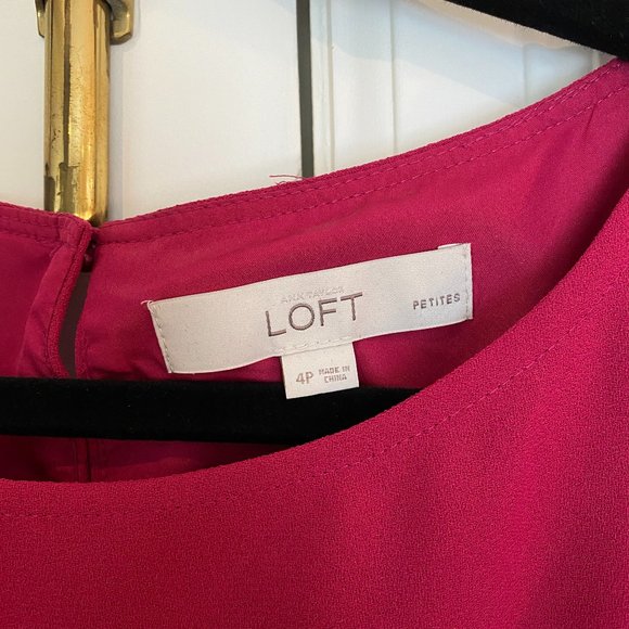 Ann Taylor LOFT Petites Hot Pink/Black Lace Dress - Picture 4 of 6